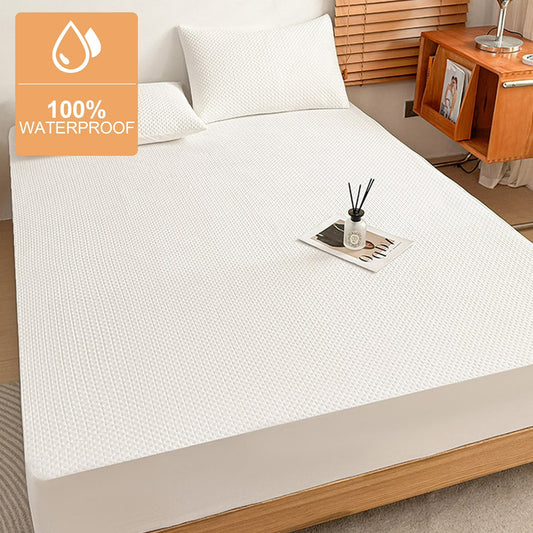 WANALIT Bedding Quilted Fitted Mattress Pad,Elastic Fitted Mattress Cover Stretches up to 15 Inches Deep,Waterproof Ultra-Soft Breathable Bed Pad,Machine Washable,White
