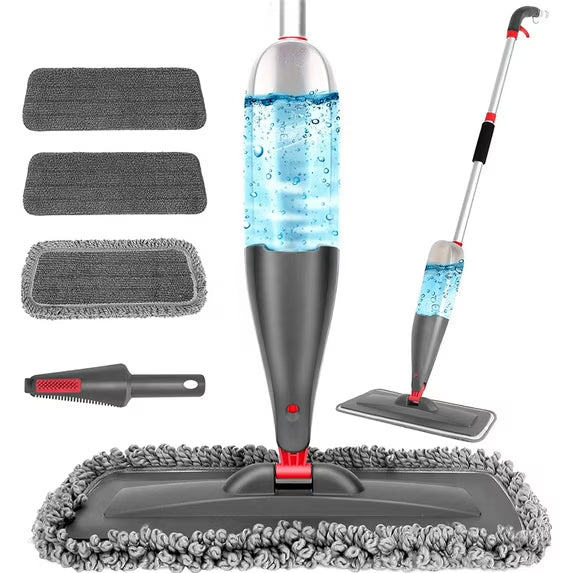 WANALIT Spray Mop for Floor Cleaning with 3 Washable Pads & 1 Scraper Tool - Wet Dry Microfiber Mop, 23oz Refillable Bottle for Hardwood Laminate Tile Floors, Lightweight for Kitchen Bathroom Clean