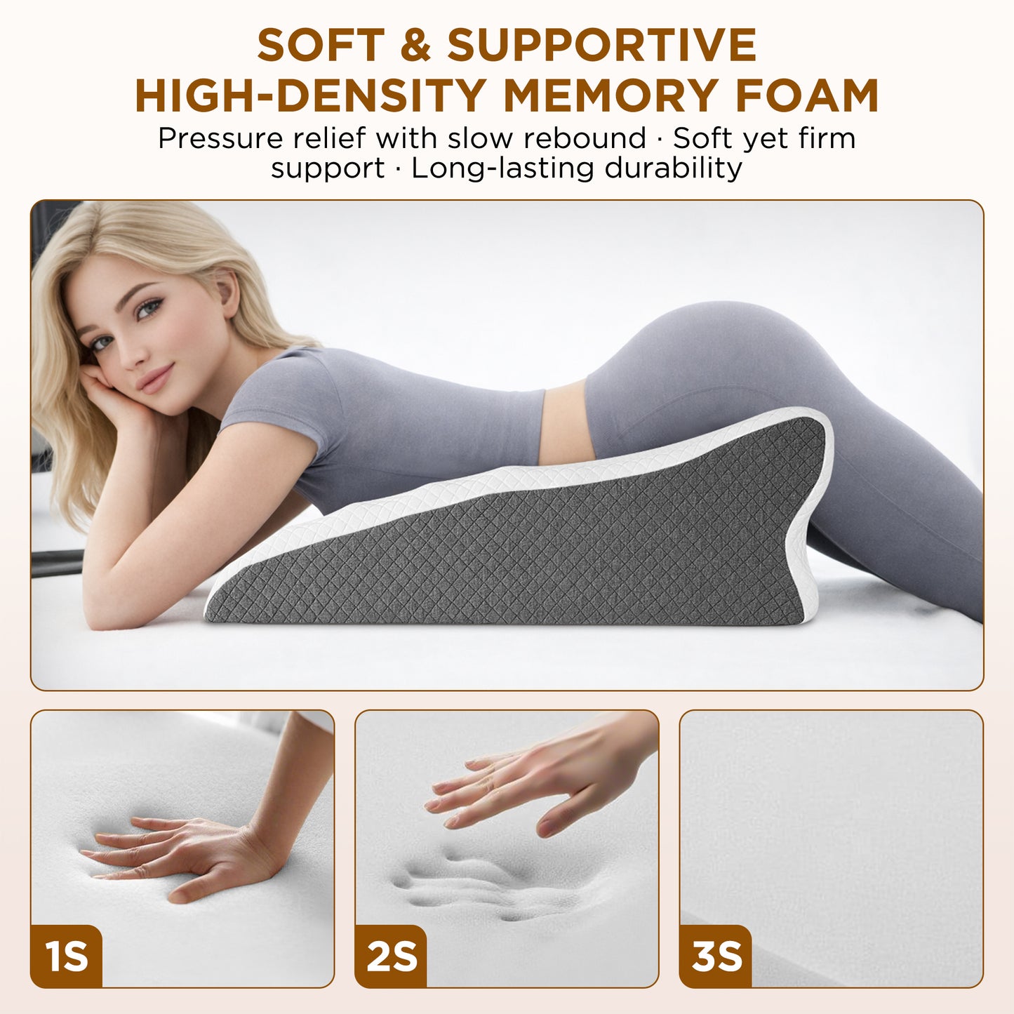 KAIPARA Memory Foam Wedge Pillow for Sleeping, Bed Wedge Pillow for Acid Reflux & Snoring Relief, Ergonomic Triangle Support Pillow for Reading, Sitting and Back Support