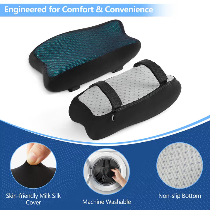 Kaipara Cooling Gel Memory Foam Armrest Pads - Ergonomic Elbow Support - 2 Pack, Black