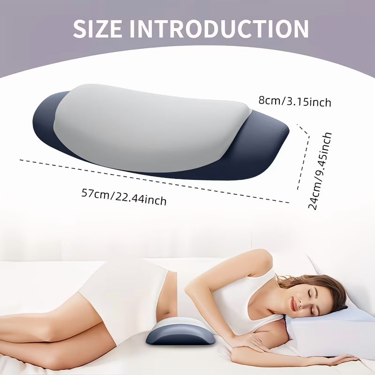 MOONORAH Lumbar Support Pillow - Memory Foam Ergonomic Design - Standard/Queen, Blue