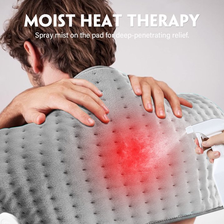 MOONORAH Electric Heating Pad, 9 Heat Settings with Auto Shut off, 33 x 17 in XXL Heating Pad for Back Shoulder Relief, Christmas Gifts for Mom Dad, Gray