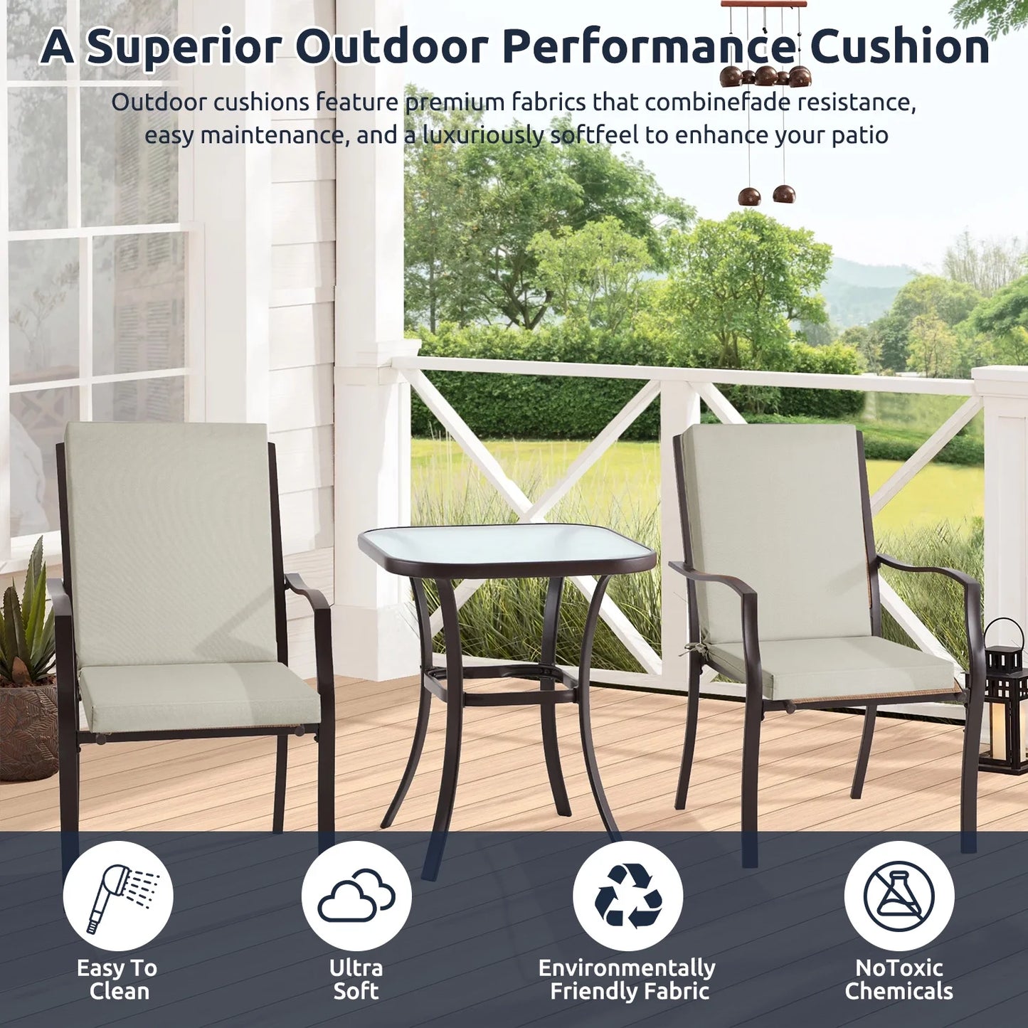 MOONORAH Outdoor Chair Cushions, Patio Seat Cushions Outdoor Chair Pads, 42"L x 18"W Rectangle Waterproof Outdoor Chair Cushion Garden Sofa Couch Chair Pads, Premium Comfortable, Grey