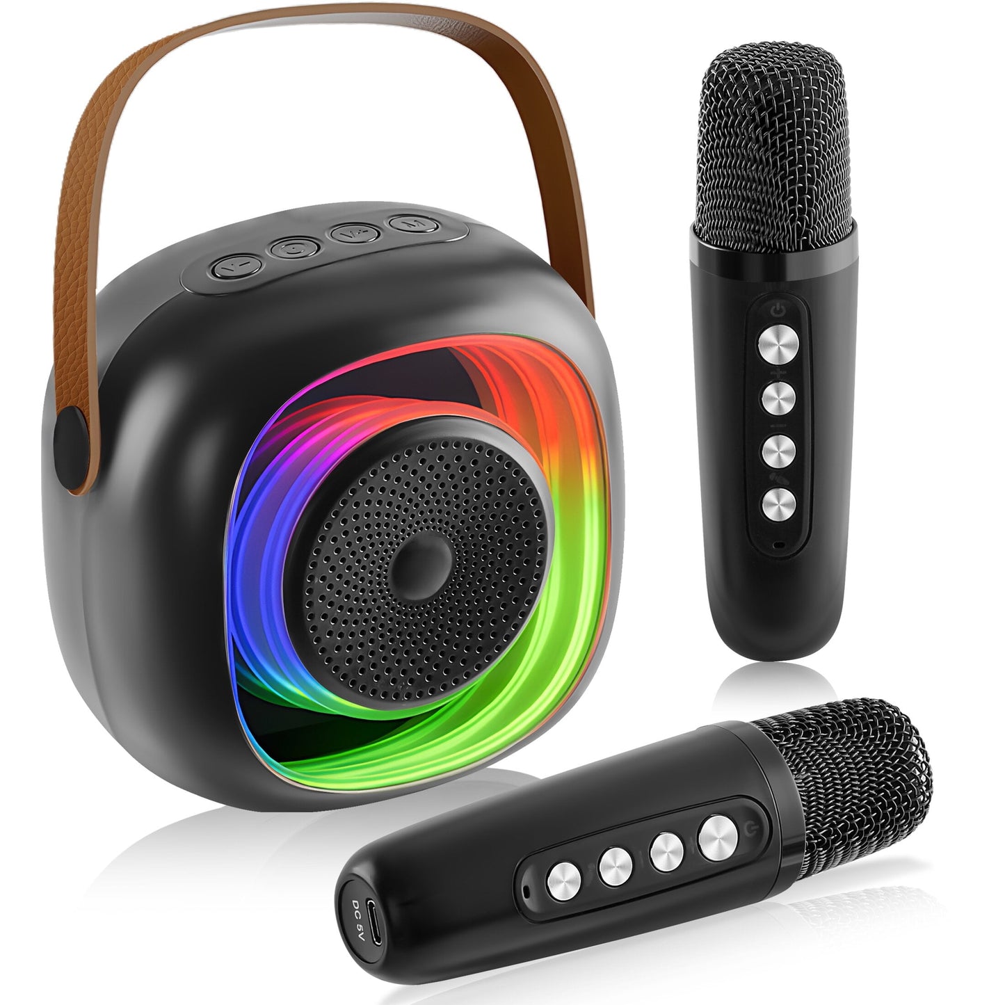 ENERFACE Mini Karaoke Machine for Kids and Adults Portable Bluetooth Karaoke Speaker with Wireless Microphone Perfect for Boys Girls Karaoke Toys Birthday Gifts and Home Party Use(Black)