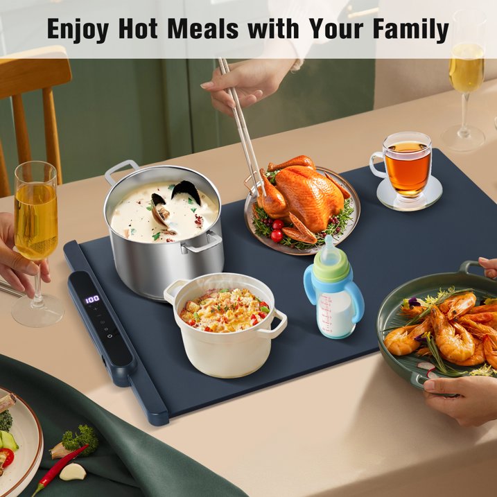 KAIPARA Warming Mat for Food, 25.6" x 15.15" Fast Heating in 10s with 11-Level Temp & 10H Timer Settings, Portable Countertop Food Warmers for Parties, Buffet, Black