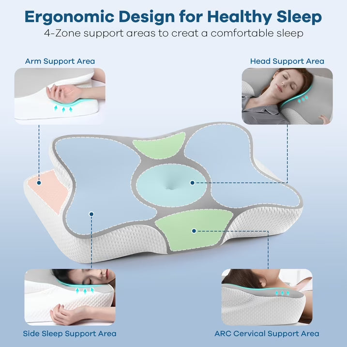MOONORAH Orthopedic Butterfly Cervical Pillow - Memory Foam for Side Sleepers - Standard
