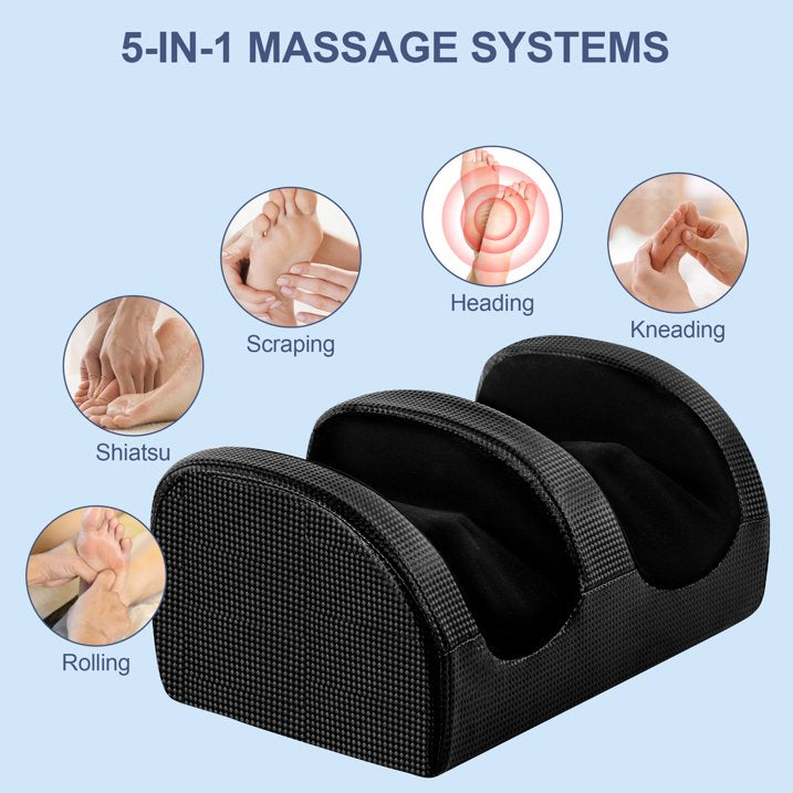 MOONORAH Foot Massager Machine with Heat & Foot Roller,Deep Tissue Massager for Plantar Fasciitis,Wired Remote, Gifts for Women Men(Black)