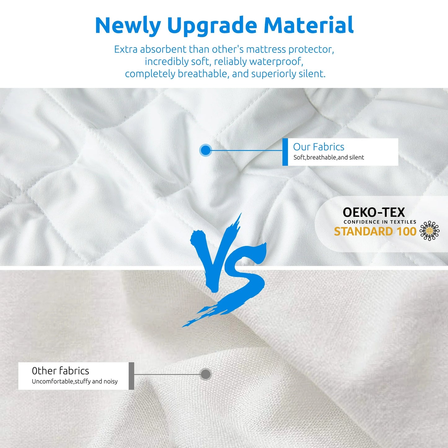 MOONORAH Waterproof Mattress Protector King Size Bed Mattress Pad Cover, Bed Cover 3D Air Fabric Cooling Fitted Mattress Ultra-Soft Breathable with 8''-21'' Deep Pocket Fits - White