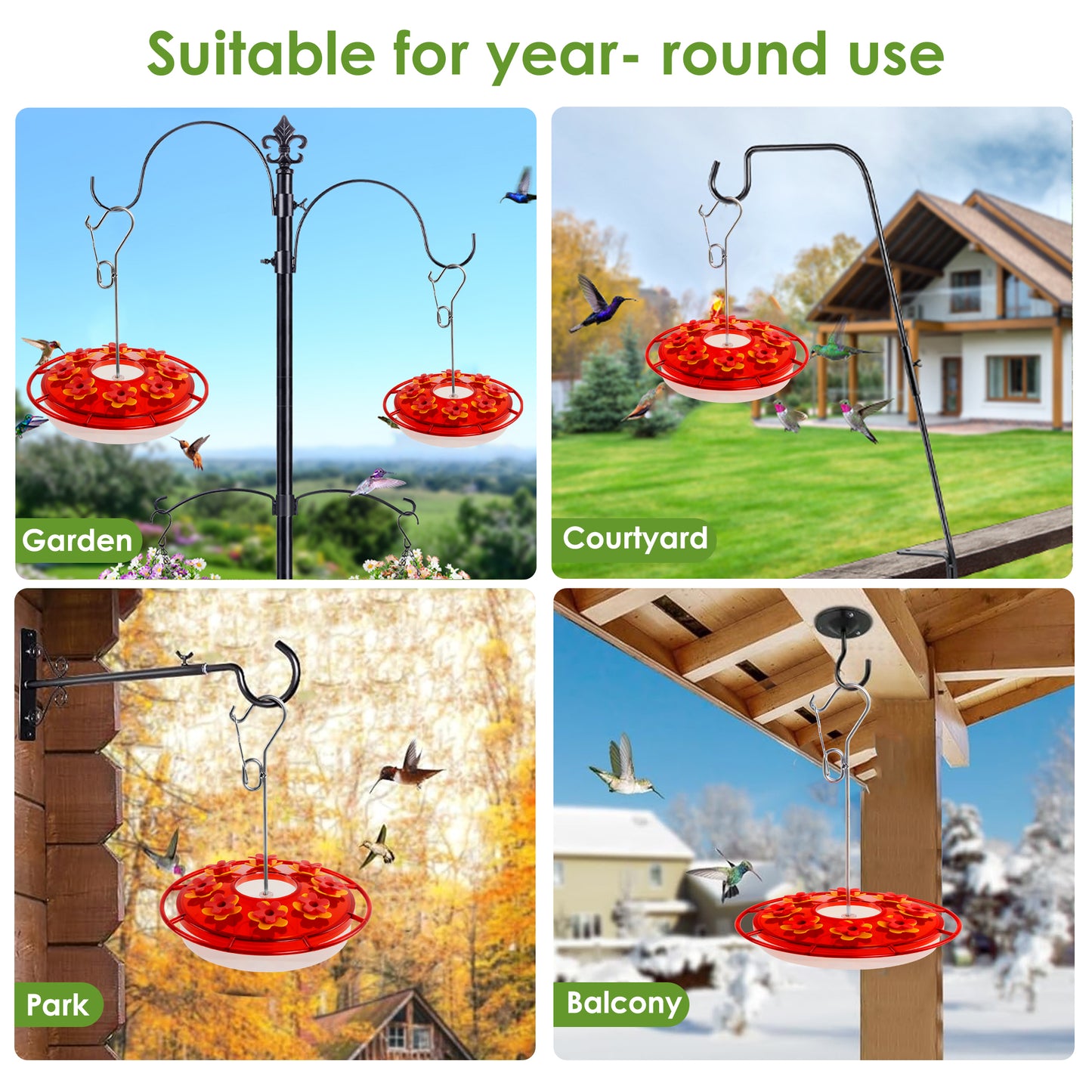OTDLIGHT Hummingbird Feeders-Plastic Bird Feeder for Outdoors Hanging, 8 Feeding Ports &15 OZ Humming Birds Feeder,Built-in Water Flow to Prevent Ants and Bees for Garden Decor-Red