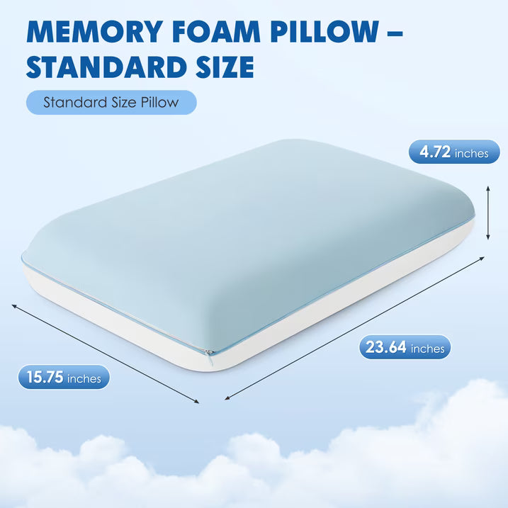 Kaipara Cooling Gel Memory Foam Pillow Soft - Neck Relief - Non-Standard Size