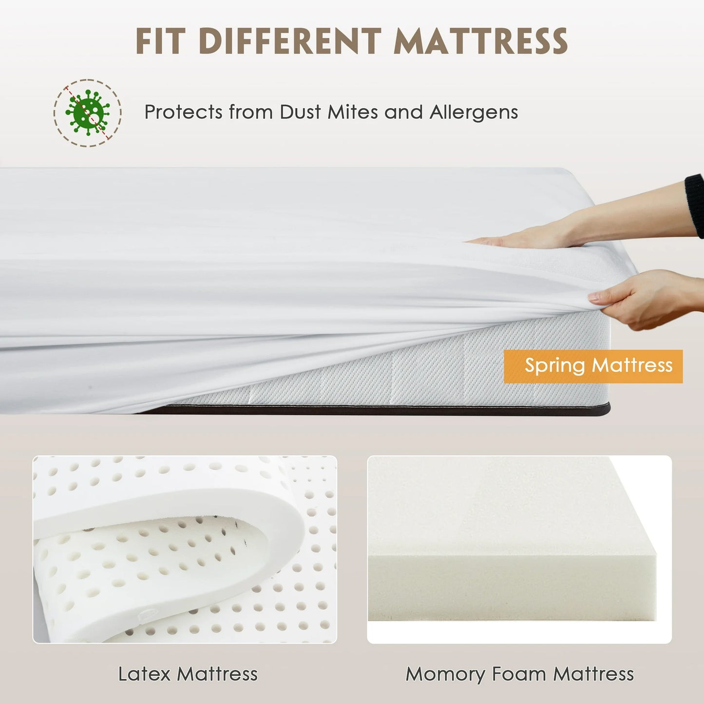 MOONORAH Mattress Protector, Waterproof Mattress Cover Pad with Deep Pocket, Queen Size Machine Washable Soft Breathable Bed Mattress Protectors with Stretchable Pockets - White