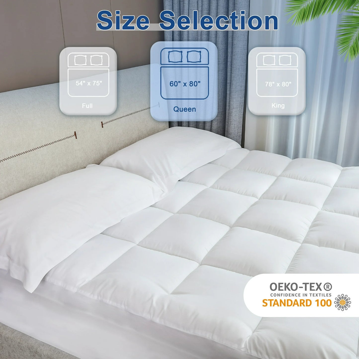 MOONORAH Queen Mattress Topper, Extra Thick Mattress Pad Cover for Back Pain with 8-21" Deep Pocket, White