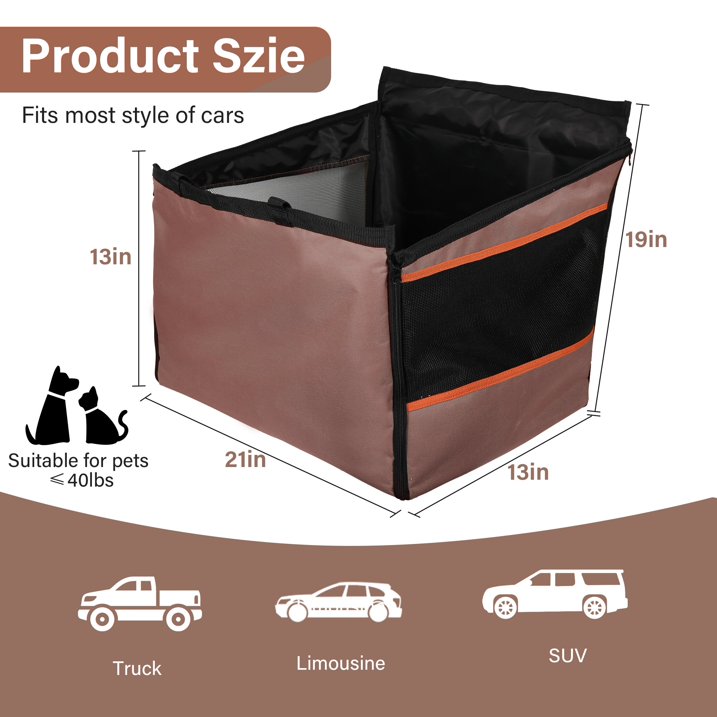 Kaipara Foldable Dog Car Seat - Waterproof with Safety Belt - Medium