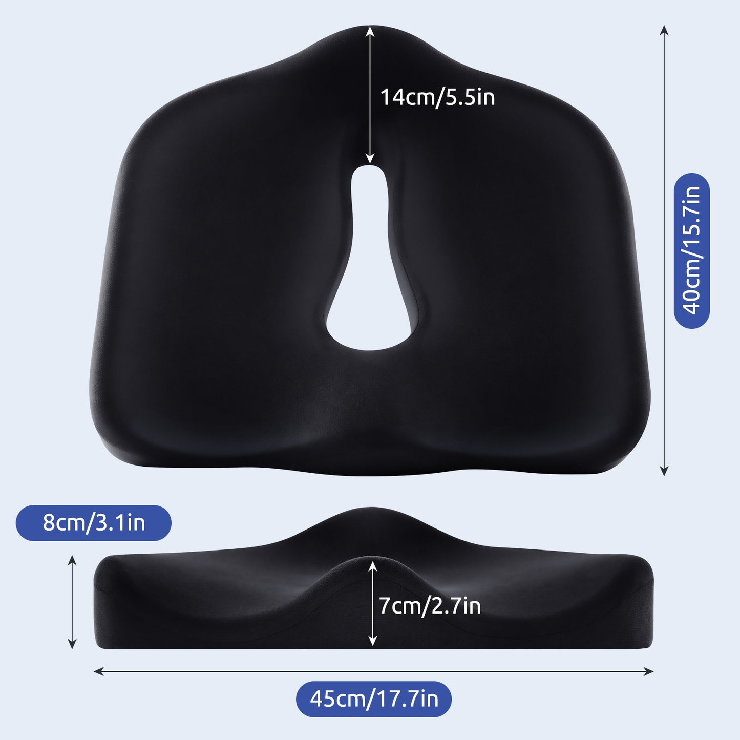D O N A M A Ergonomic Office Seat Cushion for Tailbone Pressure Relief - Memory Foam Seat Pad for Comfort & Posture Improvement - Ideal for Office Chair,Desk Chairs,Car Seats,Wheelchairs,Home&Office Use(Black)