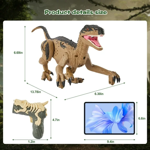 ENERFACE Light chasing remote control spray dinosaur,Lights Remote Control Dinosaur,for Boys Girls 3-8 Years Old,for Christmas Gift,Yellow