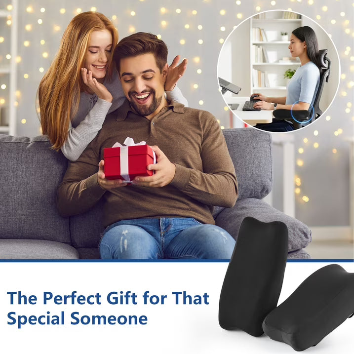 Kaipara Ergonomic Armrest Pads - Memory Foam Cushions - Set of 2, Black