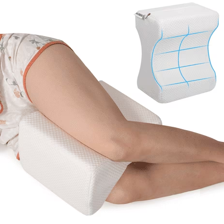 Onekawa Memory Foam Knee Pillow,Leg Pillow for Side Sleeping,Relief Sciatica, Knee, Back, Leg & Hip Pain,with Washable Cover,White