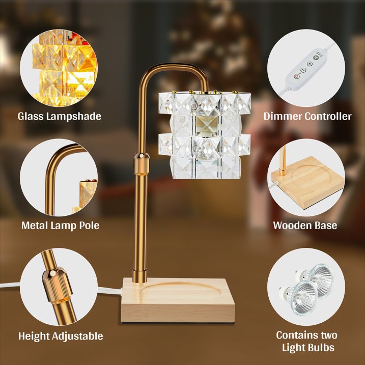 LOFTER-PRO Candle Warmer Lamp - Timer Dimmer Adjustable Height - 2 Halogen Bulbs