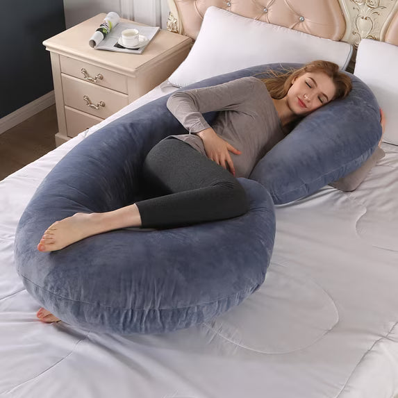 KAIPARA C Shaped Pregnancy Pillow for Sleeping, Full Body Support Pillow with Removable Washable Cover, Bed Pillow for Side Sleepers, Back, Belly, Hip & Leg Support, Grey