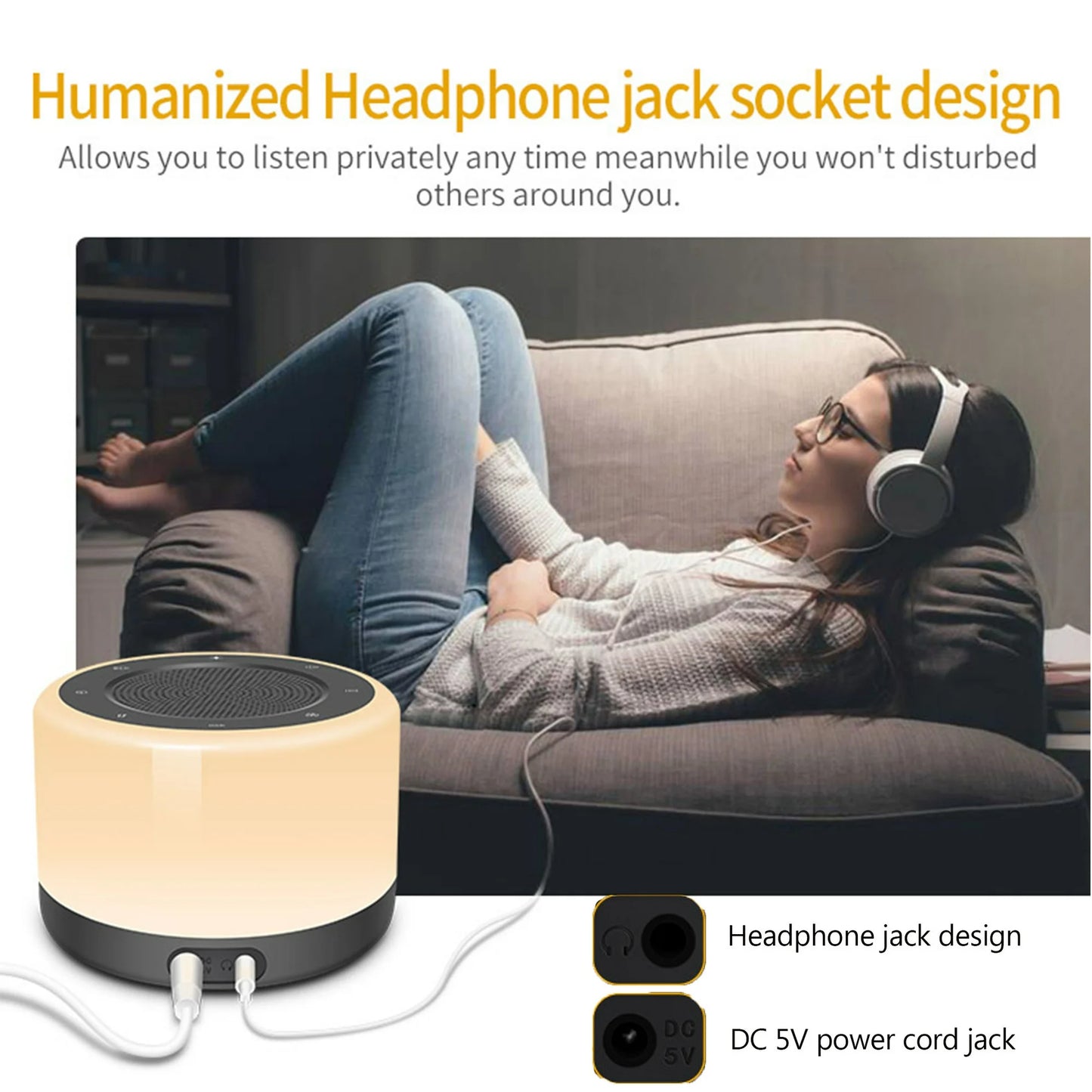 Onekawa White Noise Sound Machine, 8 Colors Night Light with 32 Sounds,for Adults Sleep Travel Machines
