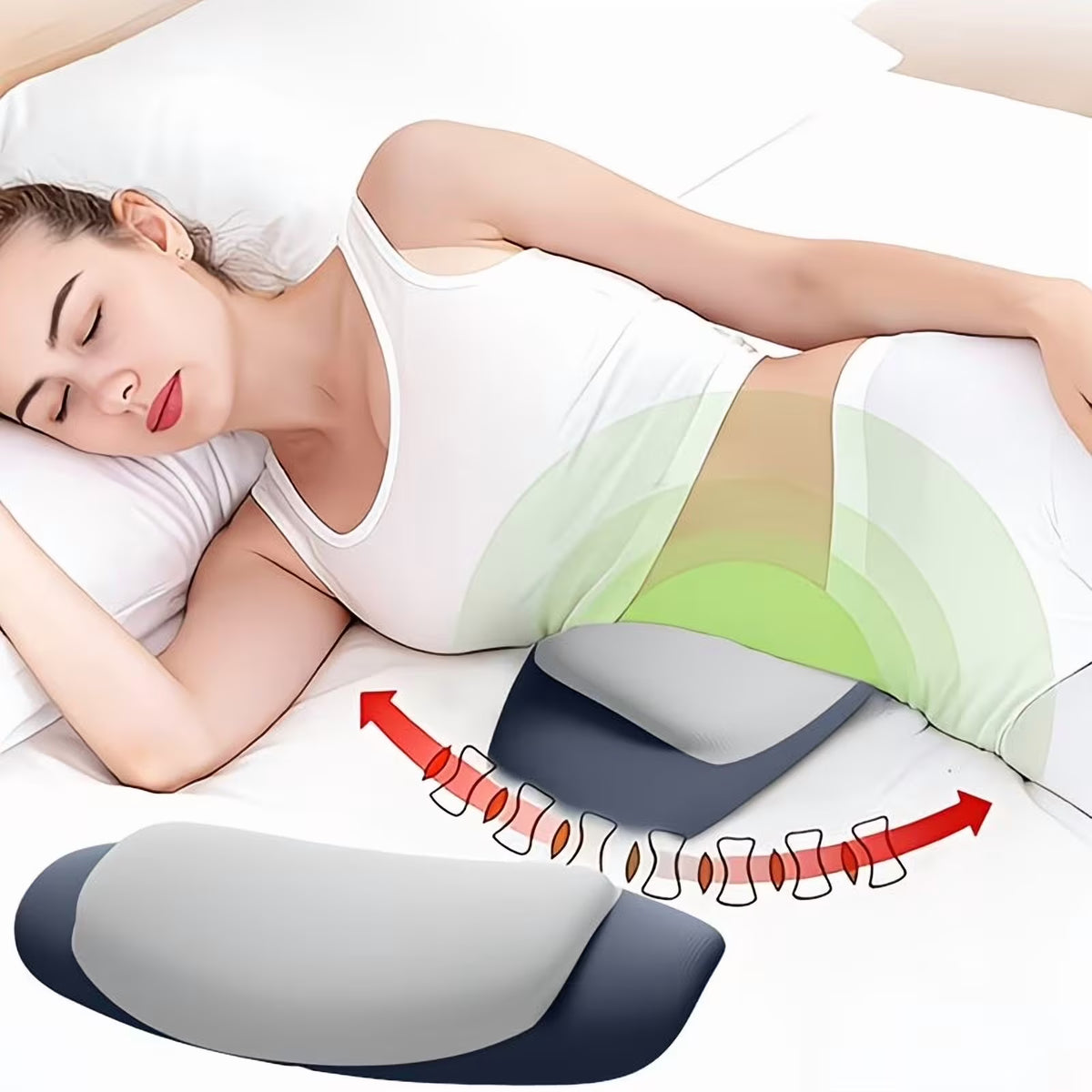 MOONORAH Lumbar Support Pillow - Memory Foam Ergonomic Design - Standard/Queen, Blue