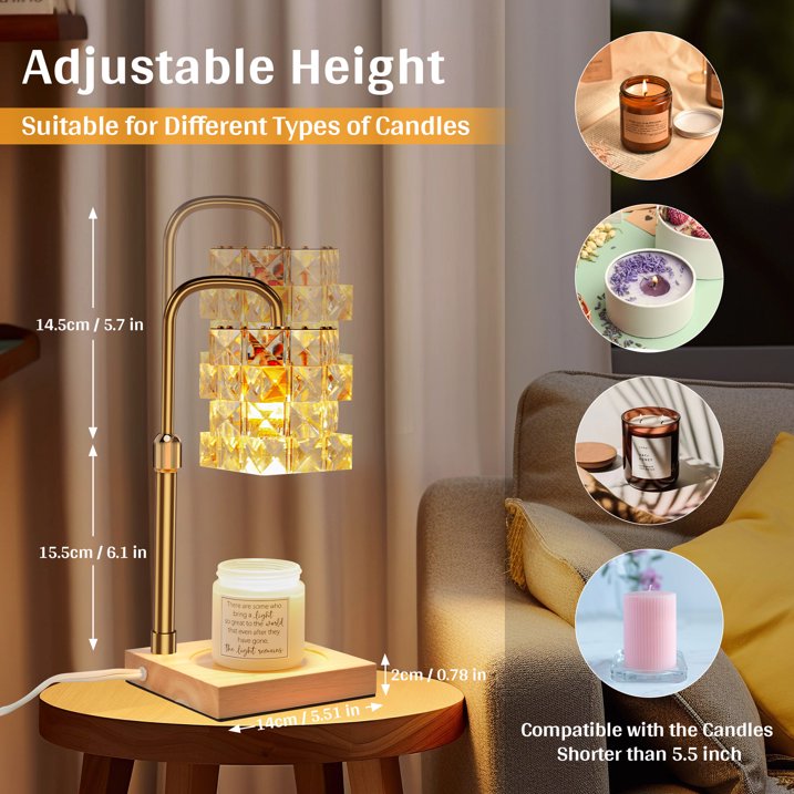 LOFTER-PRO Candle Warmer Lamp - Timer Dimmer Adjustable Height - 2 Halogen Bulbs