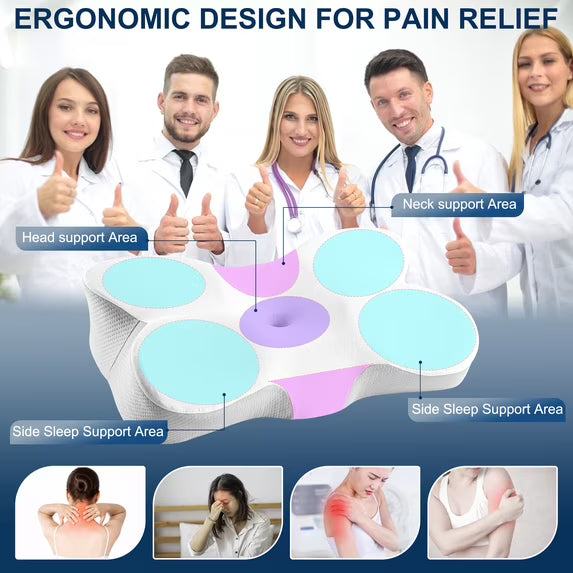 Kaipara Cervical Neck Pillow - Ergonomic Memory Foam with Cooling Cover - White
