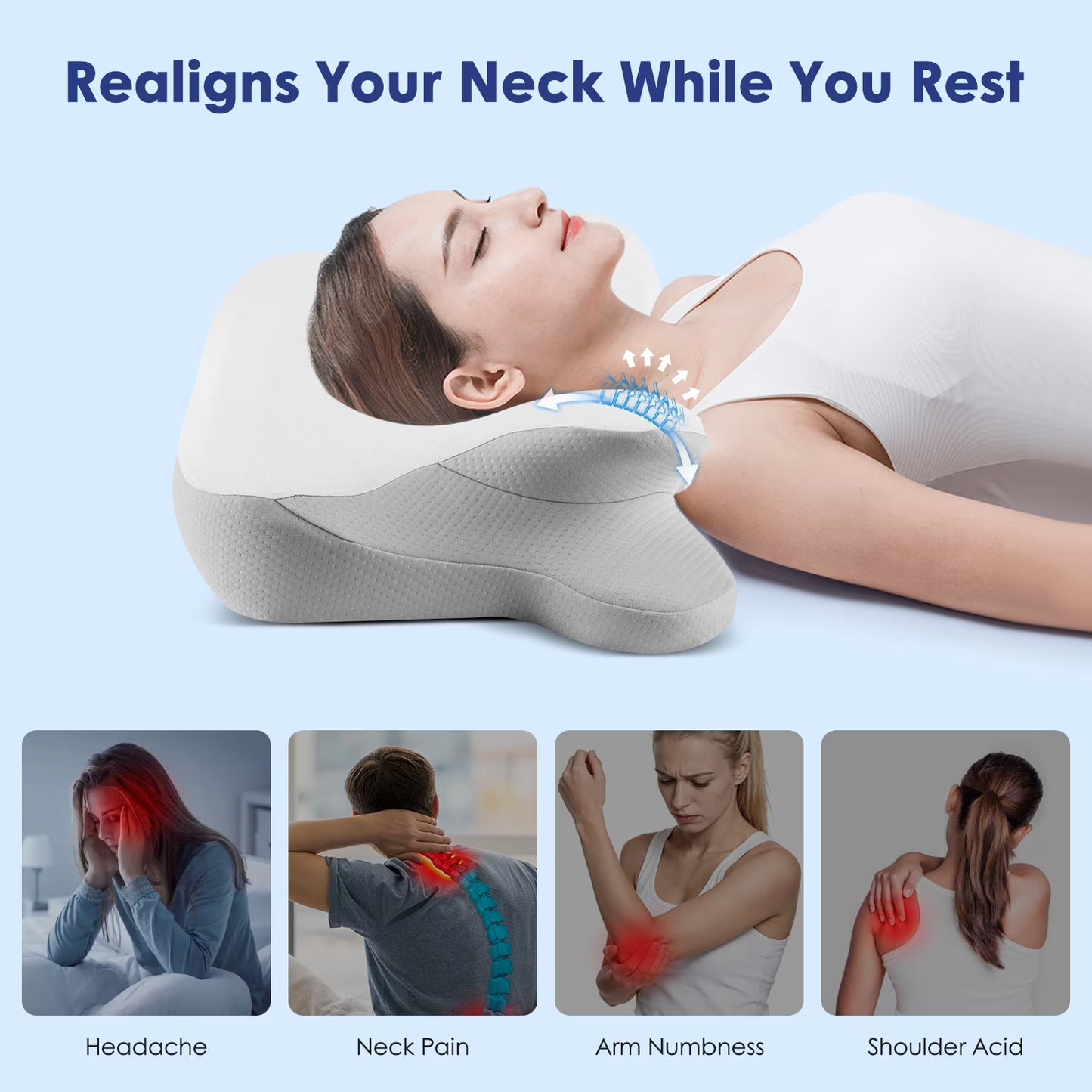 Kaipara Cervical Neck Pillow - Memory Foam Orthopedic Neck Support