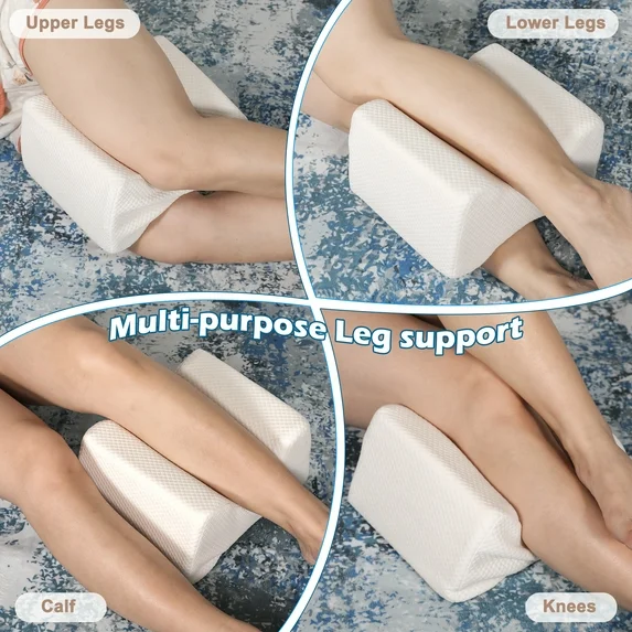 Onekawa Memory Foam Knee Pillow,Leg Pillow for Side Sleeping,Relief Sciatica, Knee, Back, Leg & Hip Pain,with Washable Cover,White