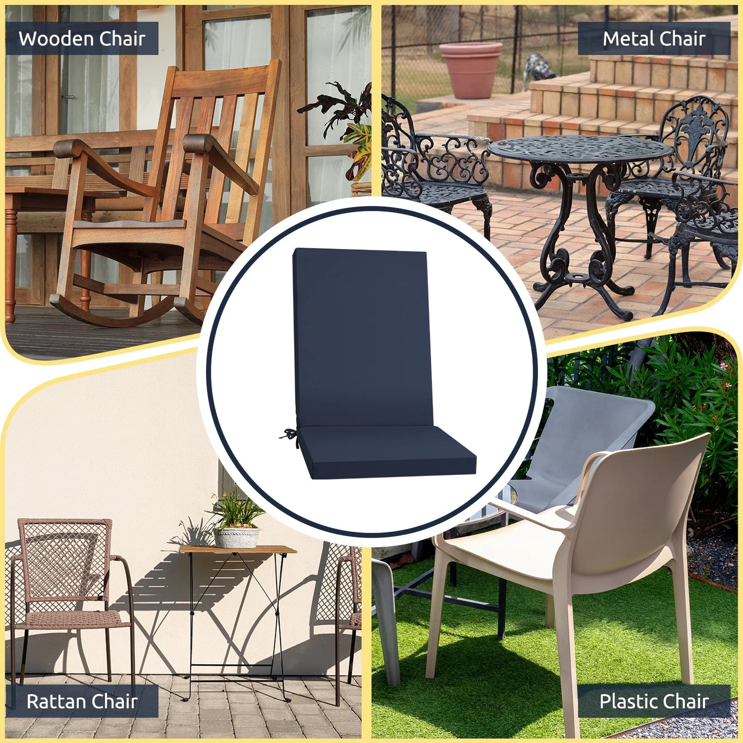 MOONORAH Outdoor Chair Cushions, Patio Seat Cushions Outdoor Chair Pads, 42"L x 18"W Rectangle Waterproof Outdoor Chair Cushion Garden Sofa Couch Chair Pads, Premium Comfortable, Dark Blue
