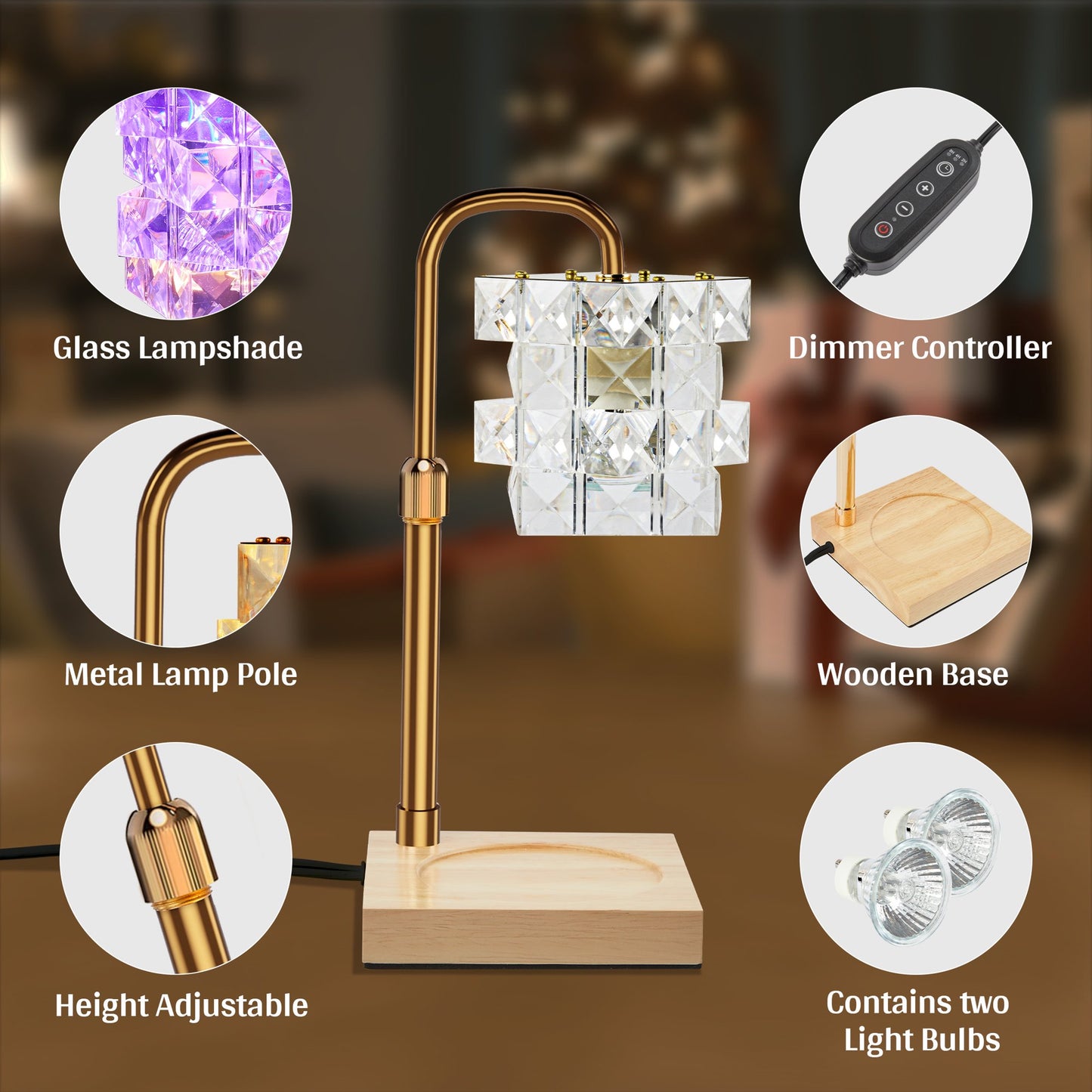 LOFTER-PRO Candle Warmer Lamp - RGB LED, Timer, Dimmer, Adjustable Height