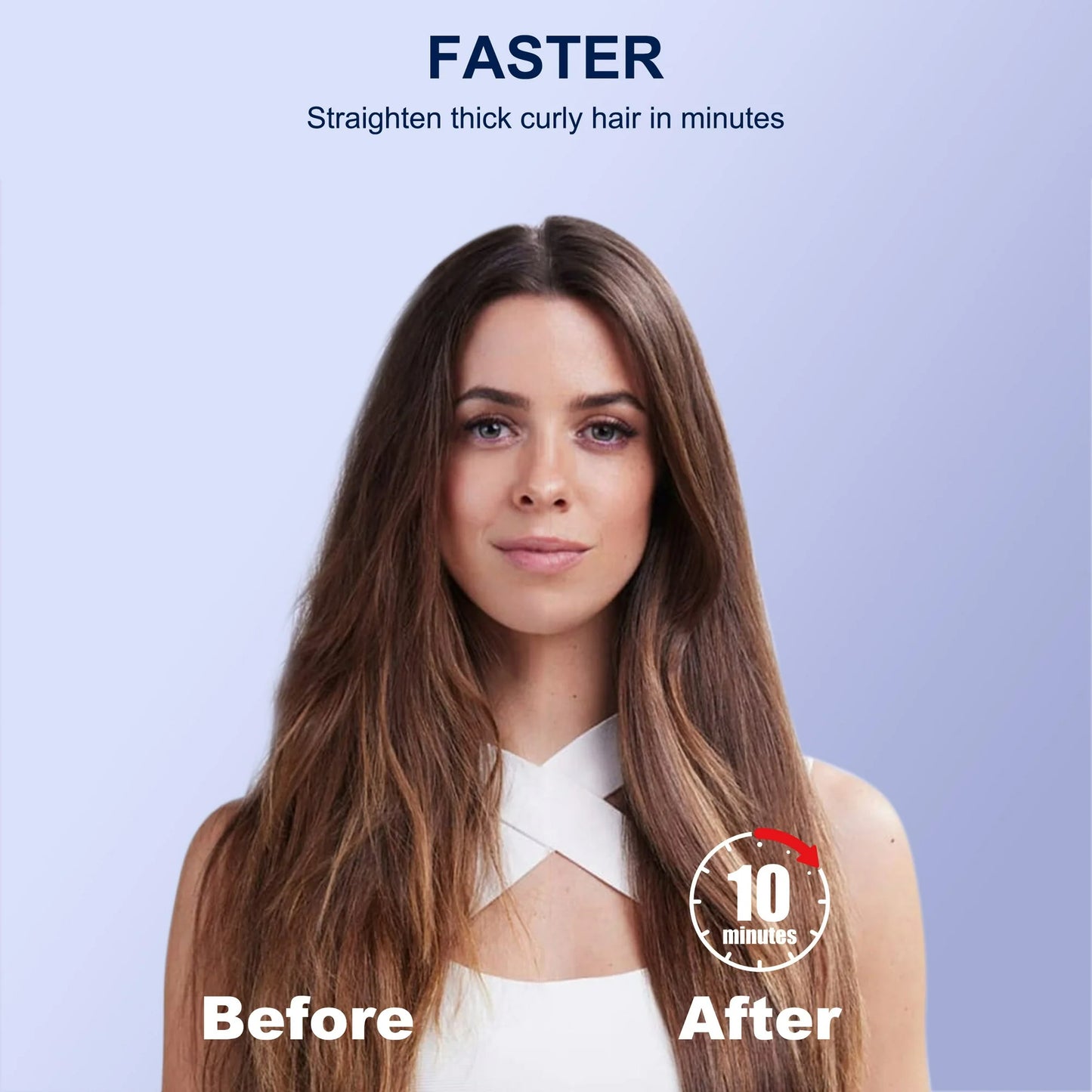 MOONORAH Cordless Hair Straightener Brush with Anion for Women, Electric Portable Ceramic Hot Straightening Comb for Travel with LCD Display & Hair Clips, Fast USB Rechargeable, Anti-Scald, White