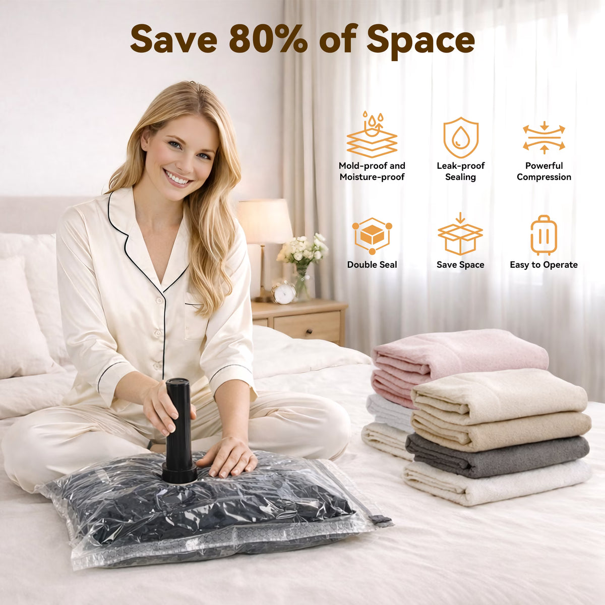 MOONORAH Vacuum Storage Bags - Electric Pump - 12 Pack