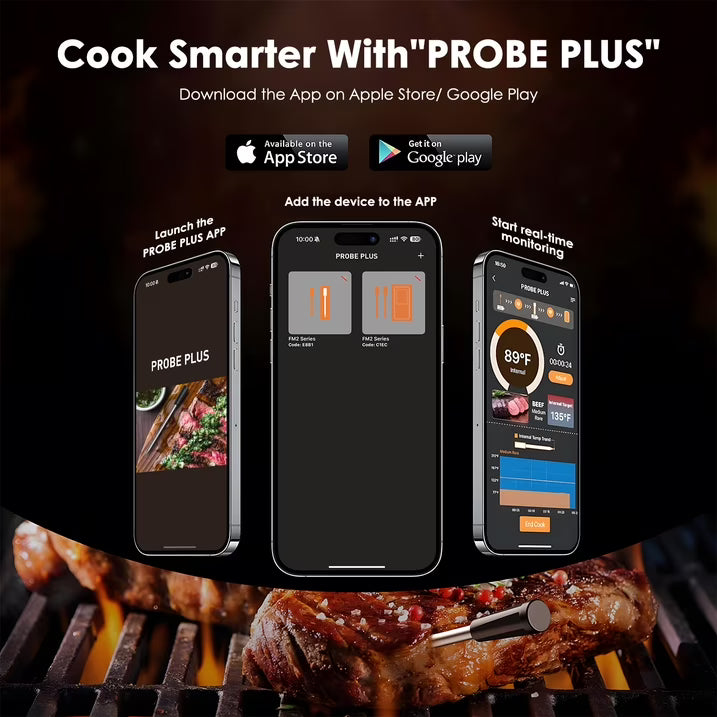 Kaipara Smart Wireless Meat Thermometer - Bluetooth App, 2 Probe Set