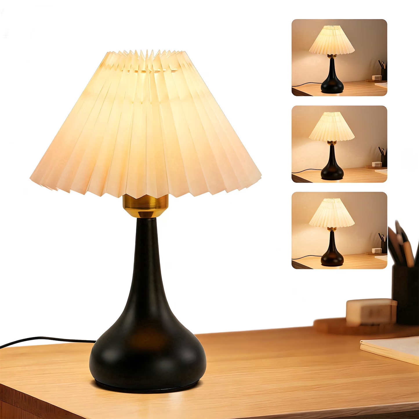 LOFTER-Pro Table Lamps for Bedroom, 3 Color Temperature Adjustable Desk Lamp with Teleswitch & USB Power, Black Metal Base Bedside Lamps for Bedroom, Office, Reading, Kids Room