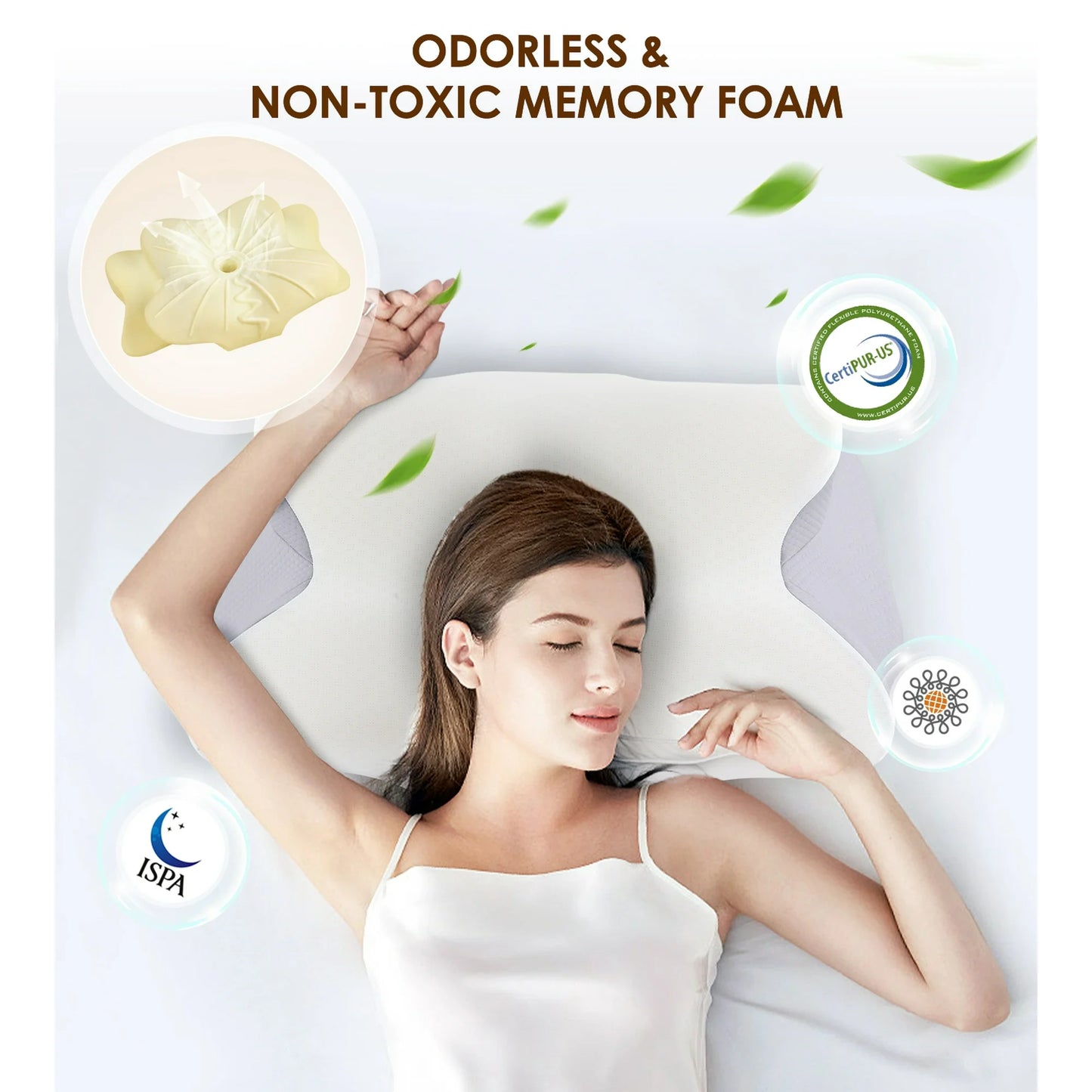 MOONORAH Cervical Pillow for Neck Pain Relief, Contour Memory Foam Pillows, Odorless Ergonomic Neck Pillow Adjustable Orthopedic Bed Pillow for Side Back Stomach Sleeper with Pillowcase, Queen Size