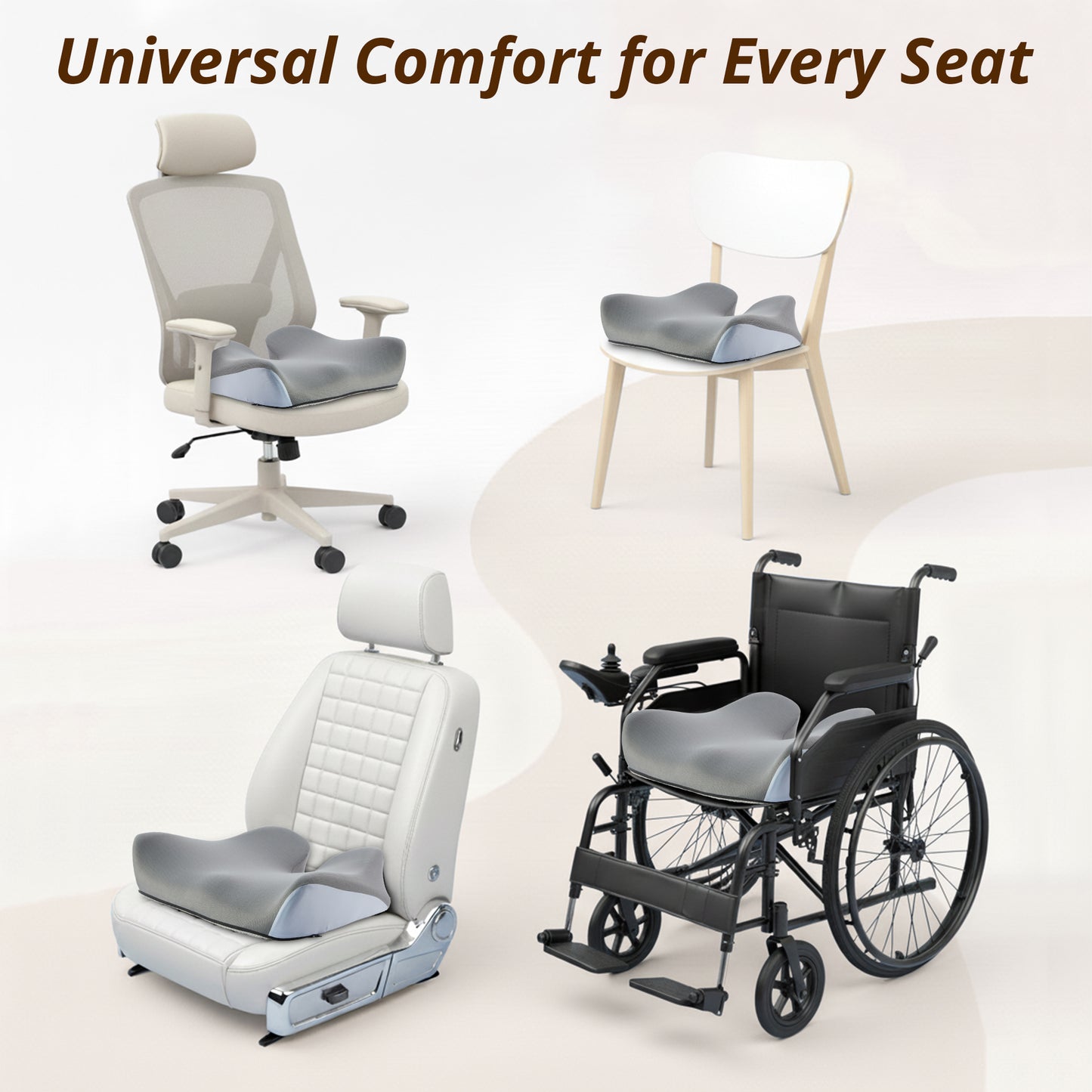 KAIPARA Seat Cushions for Office Chairs, Ergonomic Memory Foam Chair Cushions for Sciatica, Tailbone Pain Relief Support Pillow, Car Seat Cushion
