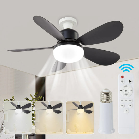 LOFTER-Pro Ceiling Fans with Lights, 20.5 inch Low Profile Ceiling Fan and Remote Control Modern Flush Mount Black Ceiling Fans, Dimmable 3 Colors ,3 Speeds, 5 Blades for Bedroom, Kitchen, Patios