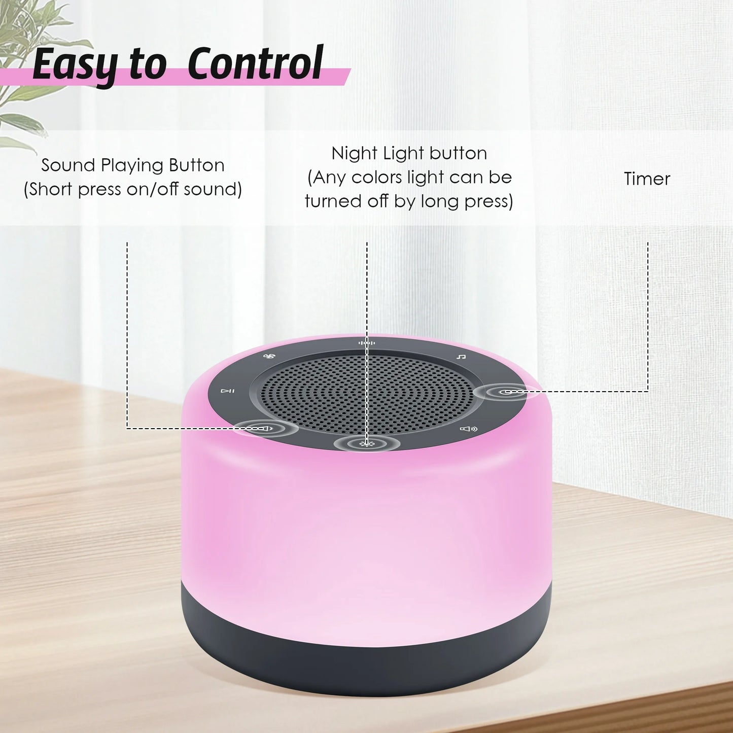 Onekawa White Noise Sound Machine, 8 Colors Night Light with 32 Sounds,for Adults Sleep Travel Machines