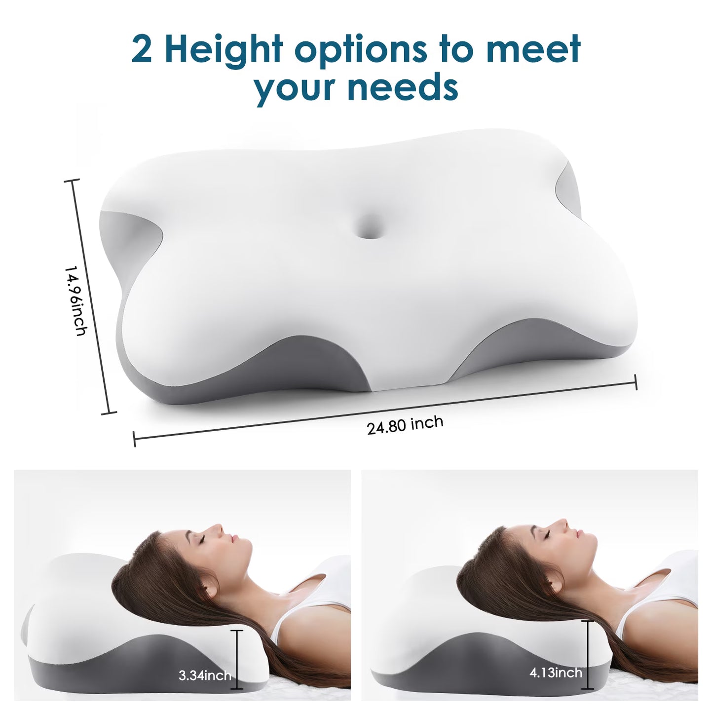 MOONORAH Memory Foam Neck Pillow - Extra Soft for Back Sleepers - Queen, Gray