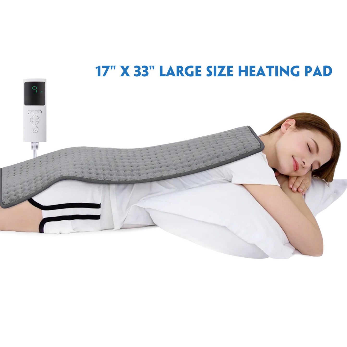 MOONORAH Electric Heating Pad, 9 Heat Settings with Auto Shut off, 33 x 17 in XXL Heating Pad for Back Shoulder Relief, Christmas Gifts for Mom Dad, Gray