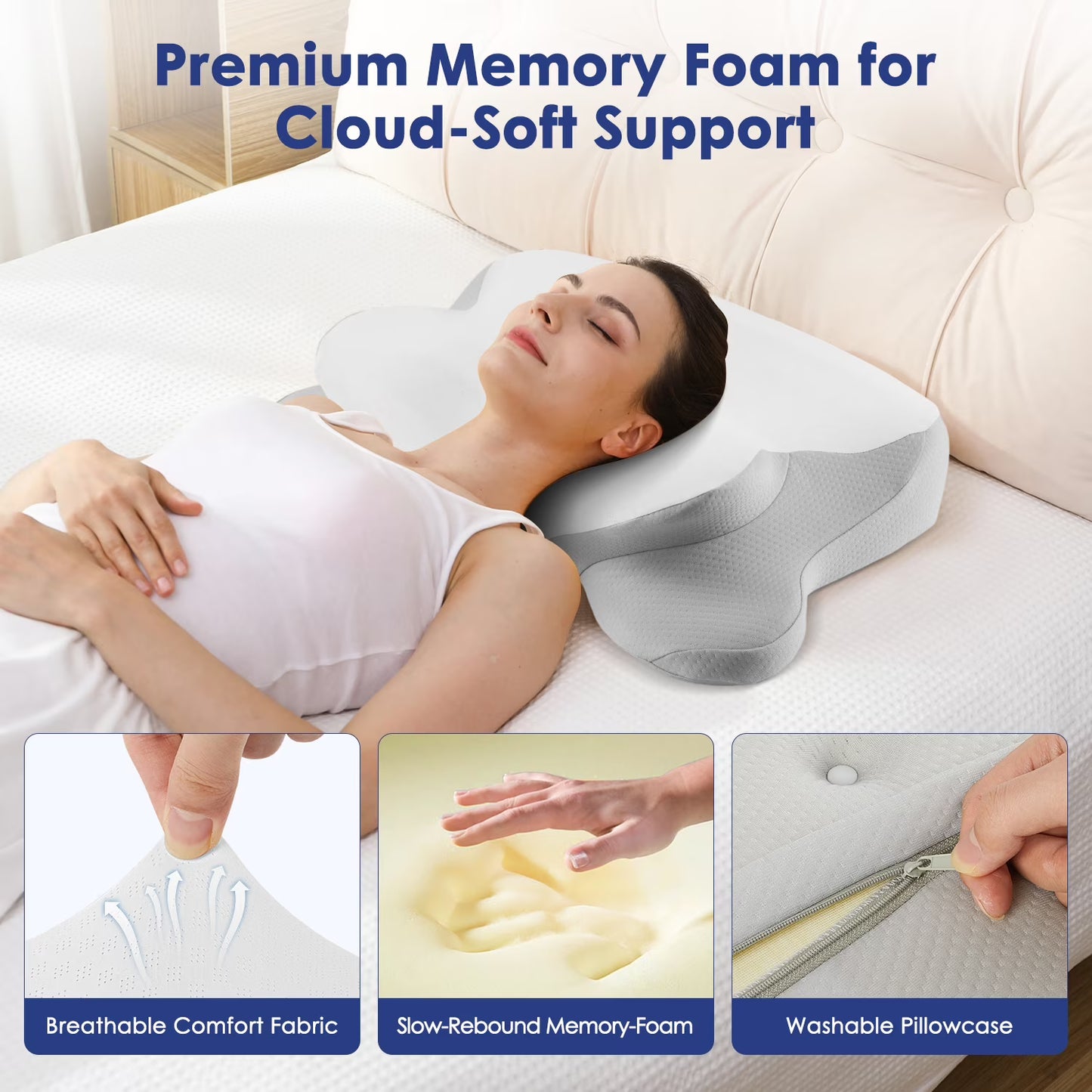 Kaipara Cervical Neck Pillow - Memory Foam Orthopedic Neck Support