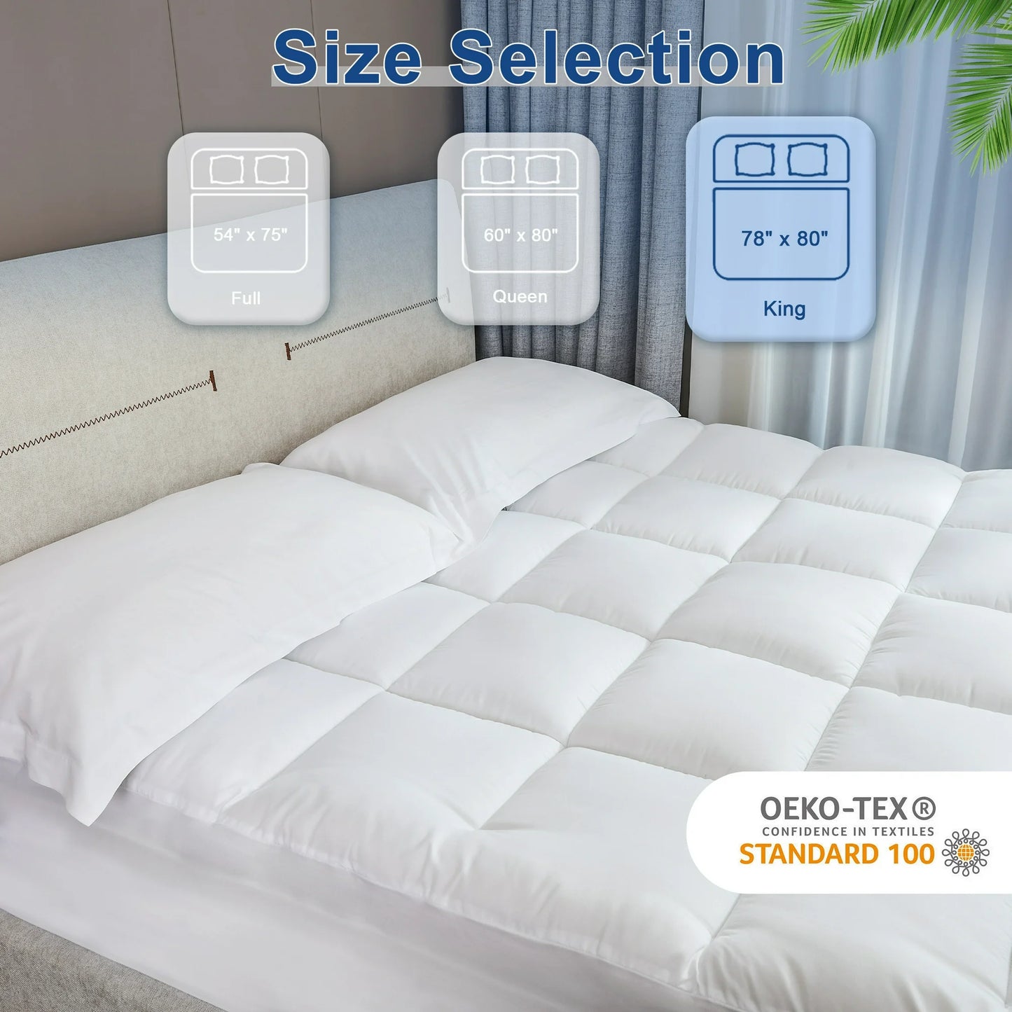 MOONORAH King Mattress Topper, Extra Thick Mattress Pad Cover for Back Pain with 8-21" Deep Pocket, White