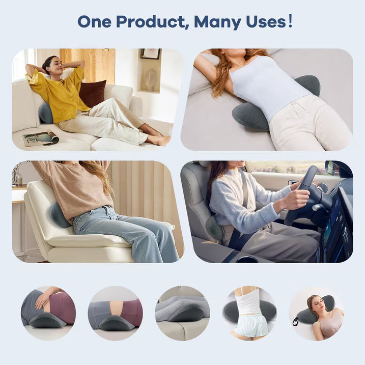 MOONORAH Memory Foam Lumbar Pillow - Support for Back Sleepers - Gray