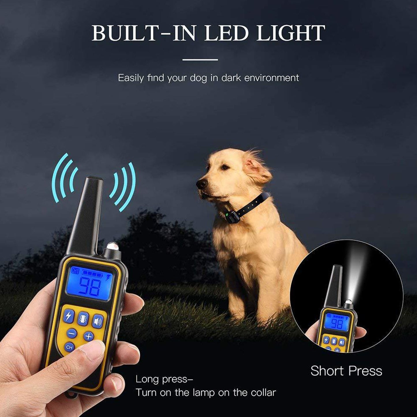 WANALI Dog Training Collar with Remote - 2600ft Range Shock Collar for Small, Medium & Large Dogs, IP68 Waterproof Rechargeable Bark Collar with 3 Modes (Beep/Vibration/Shock), LED Light