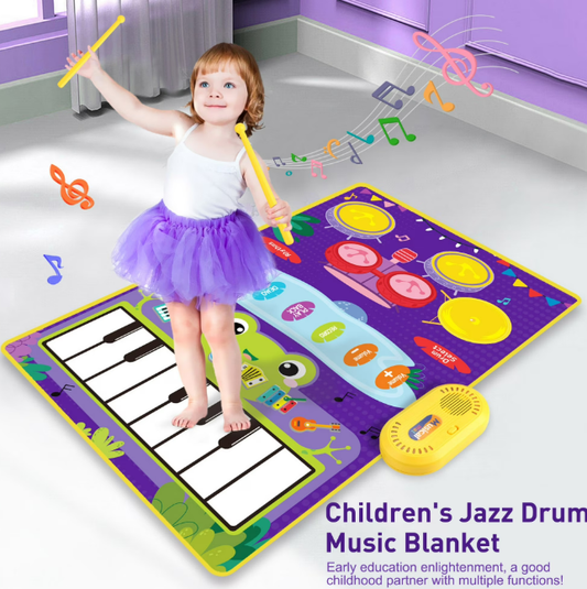 ENERFACE Piano Mat,Electronic Music Animal Touch Play Blanket with 2 Sticks,Toddlers Musical Toys for 1 2 3 4 Year Old Boys Girls,Purple